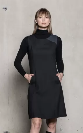 WOOL BLEND CONTRAST DRESS - CLEARANCE