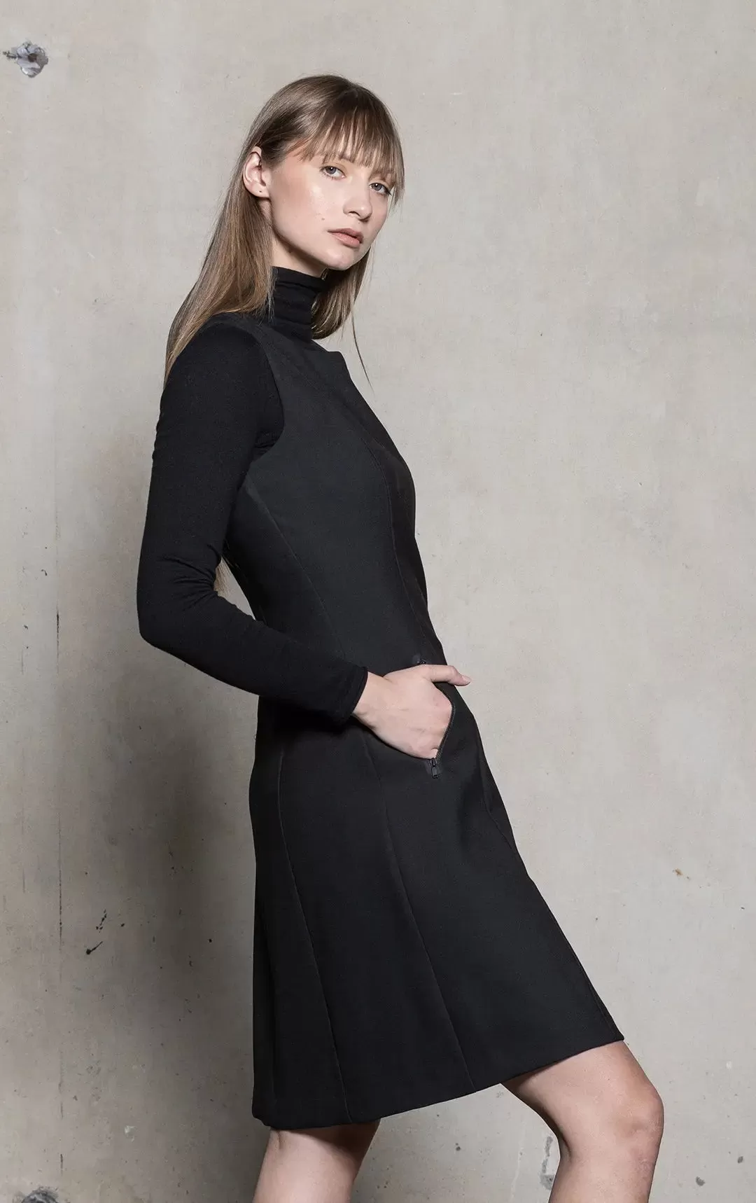 WOOL BLEND CONTRAST DRESS - CLEARANCE