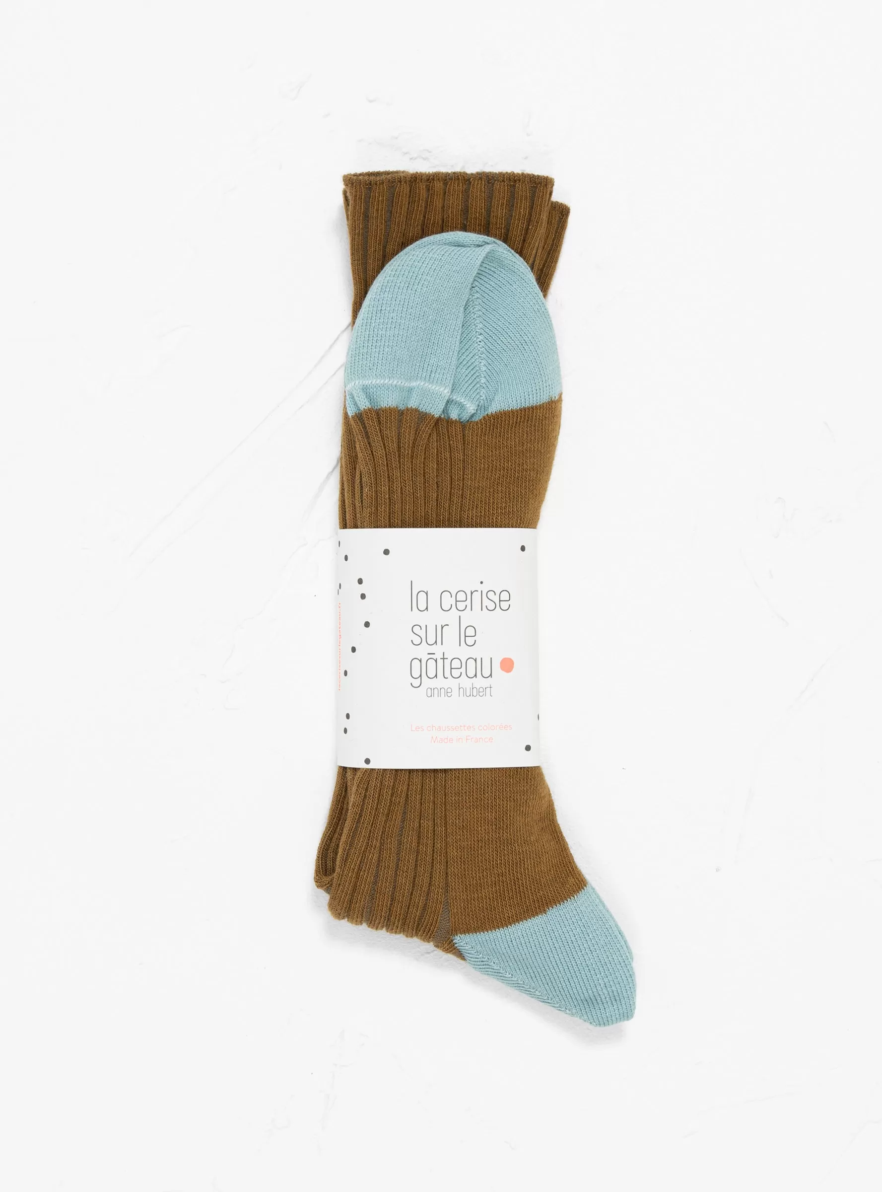 Yvette Socks Tabac Brown & Blue