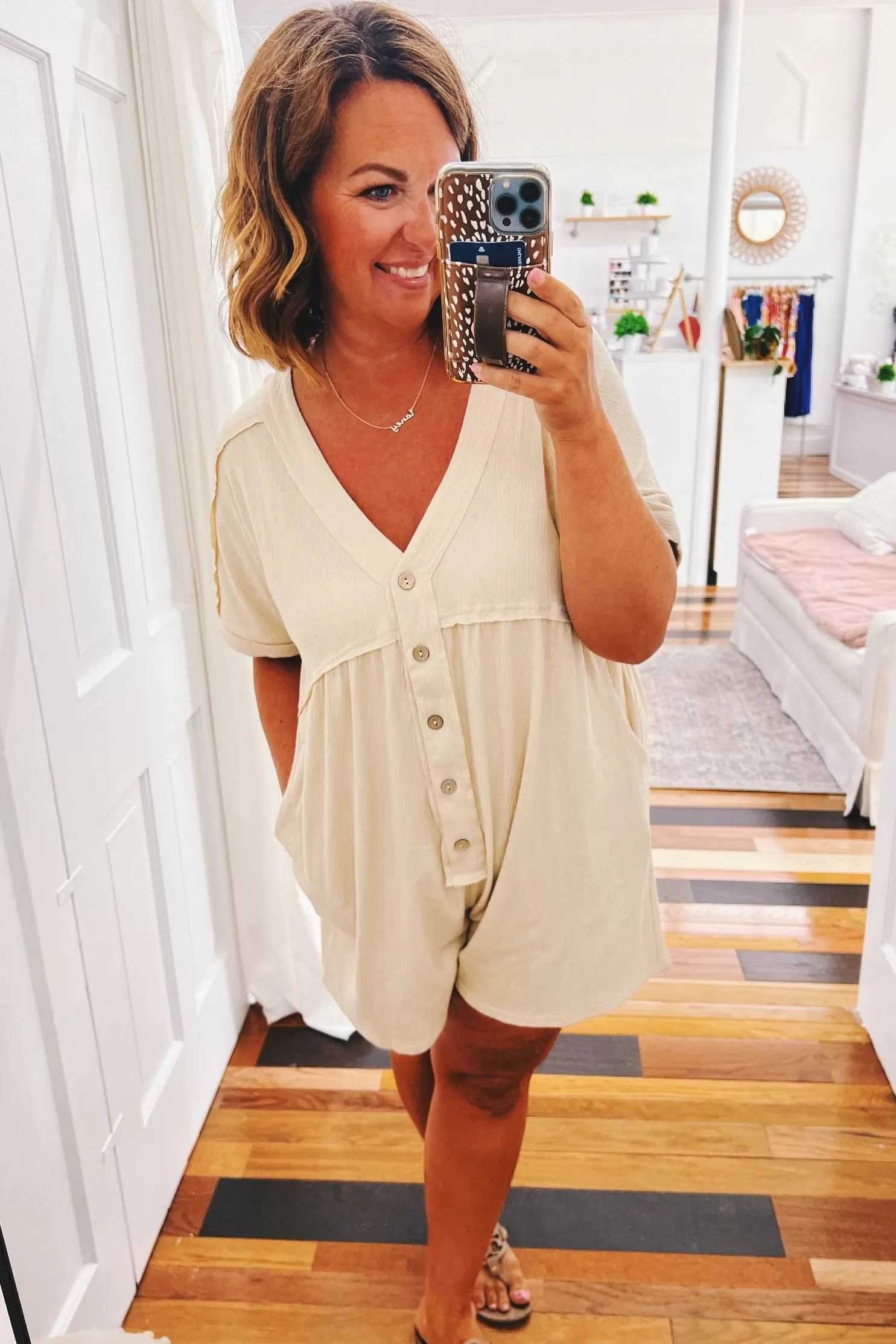 Zoey Loose Romper Beige