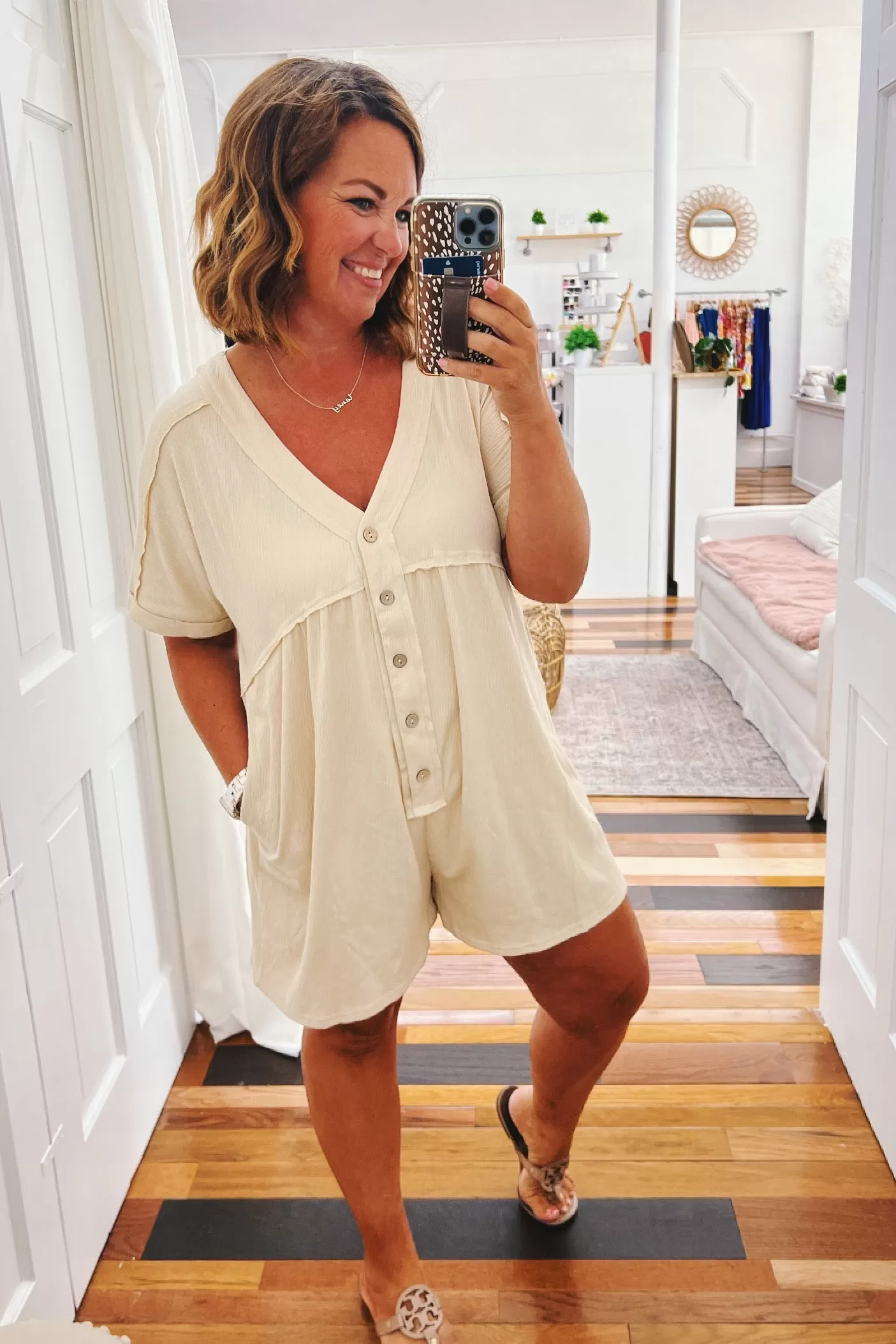 Zoey Loose Romper Beige